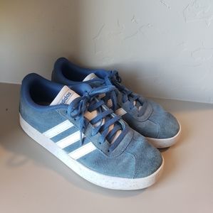 blue adidas tennis shoes